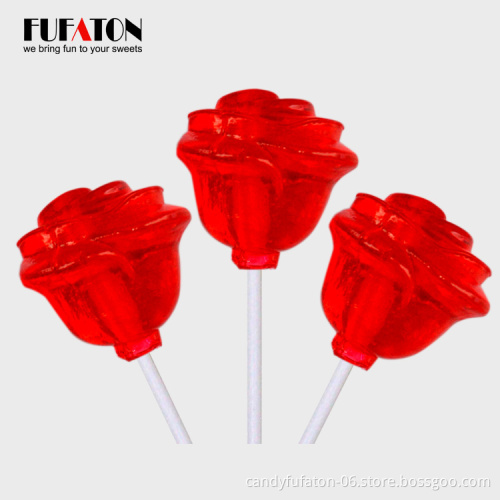 Beautiful 3d rose  red candy lollipop candy for Valentine